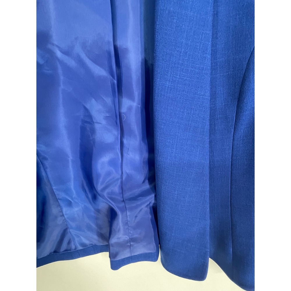 Kasper Womens Blazer 6 Open Front Royal Blue 3/4 Sleeve Cuffed Lined Business - Picture 5 of 10